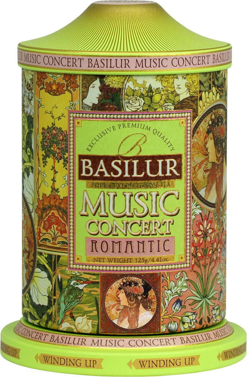 Basilur Music concert Romantic зеленый листовой чай, 100 г (жестяная банка)0120710 Basilur Music concert Romantic зеленый листовой чай, 100 г (жестяная банка)0120710Зелёный цейлонский байховый листовой чай с кусочками ананаса, лепестками розы, календулы и василька и ароматами кофе, ванили и сливок станет идеальным дополнением праздничного вечера, а благодаря своей необычной упаковке в виде музыкальной шкатулки будет радовать вас или ваших близких и украшать дом, наполняя его дивной мелодией!