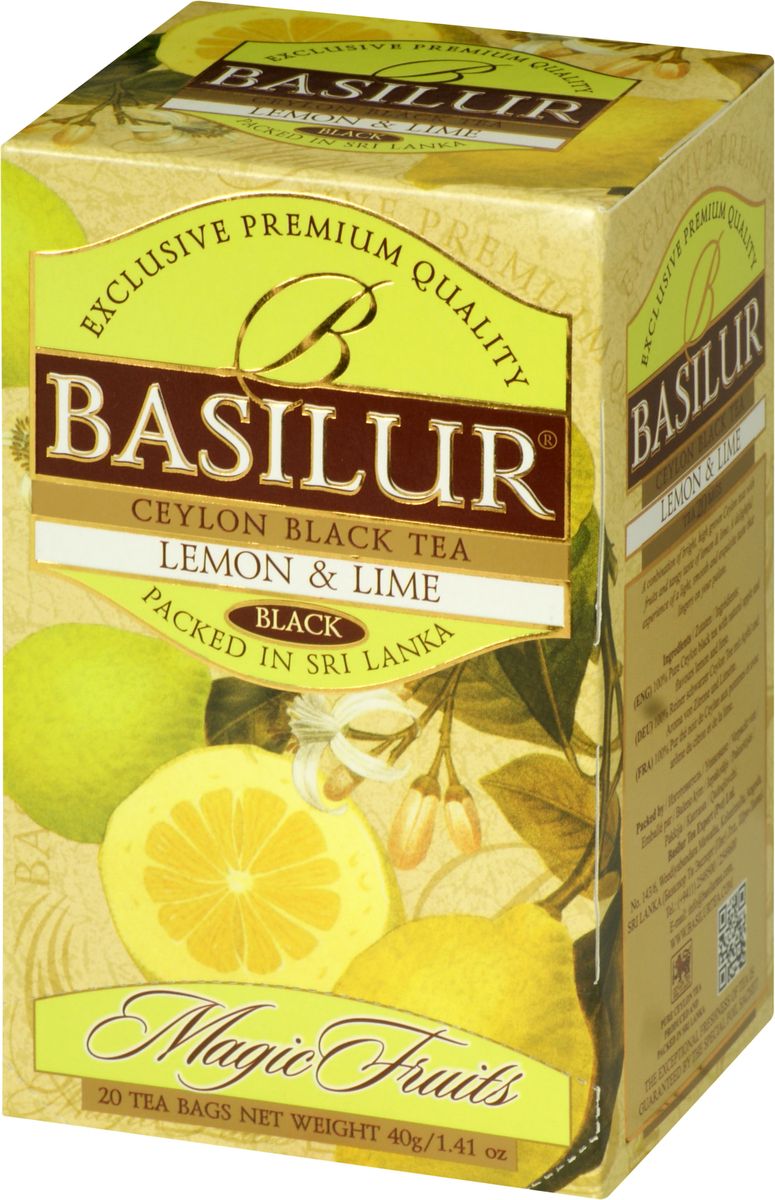 Basilur Lemon and Lime черный чай в пакетиках, 20 шт0120710 Basilur Lemon and Lime черный чай в пакетиках, 20 шт0120710Чай чёрный цейлонский байховый мелколистовой Basilur Lemon and Lime с яблоком и ароматами лимона и лайма в пакетиках с ярлычками для разовой заварки. Великолепный купаж элитных сортов чёрного высокогорного цейлонского чая, дополненный свежим, лёгким ароматом лимона и лайма, создает неповторимый вкус Basilur Lemon & Lime, оставляющий нежное и мягкое послевкусие.