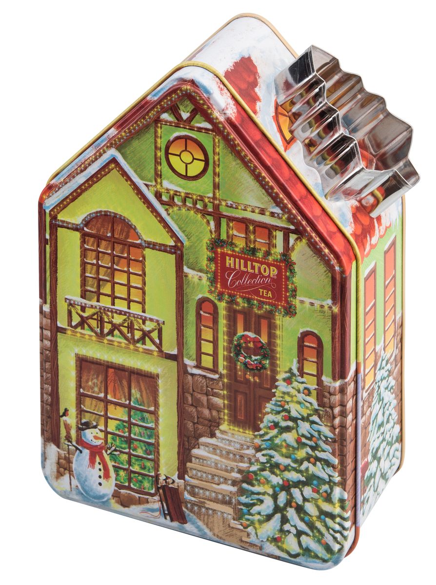 Hilltop Домик с рецептом Праздничный черный листовой чай, 100 г0120710 Hilltop Домик с рецептом Праздничный черный листовой чай, 100 г0120710Крупнолистовой терпкий черный чай стандарта Супер Пеко с лучших плантаций острова Цейлон Hilltop Домик с рецептом Праздничный прекрасно освежит вас в любое время дня, а также отлично подойдет для праздничного чаепития. Оригинальный дизайн подарочной упаковки в виде домика и форма для печенья в подарок послужат приятным дополнением. Также на упаковке вы найдете рецепт имбирного печенья и сможете самостоятельно испечь его и наслаждаться великолепным лакомством к чаю!Уважаемые покупатели, форма для печения в ассортименте.