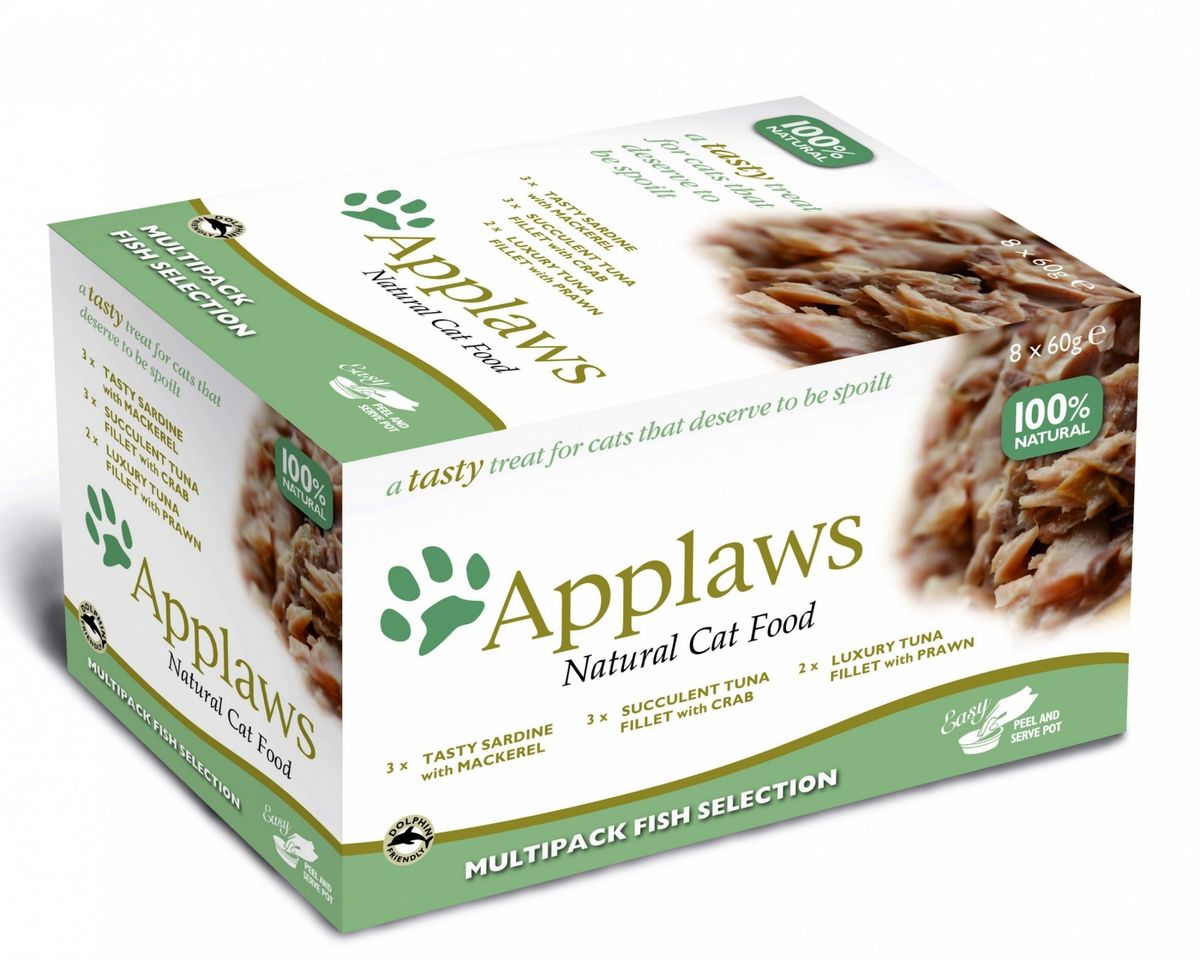 Набор консервов для кошек Applaws Рыбное ассорти, 8 шт х 60 г0120710 Набор консервов для кошек Applaws Рыбное ассорти, 8 шт х 60 г0120710Каждая баночка содержит порцию свежего мяса/рыбы(60%), приготовленных в собственном бульоне (35%). Для приготовления любого “блюда” Appalws использует мясо животных свободного выгула, выращенных на фермах Англии. Уникальный дизайн упаковки прекрасно заменяет миску для вашего любимца. Вся линейка консервов приготовлена только из свежих и качественные ингредиентов. Консервы НЕ содержат красителей, усилителей вкуса и запаха, продуктов ГМО. В набор входит: -3 х Консервы для Кошек Нежное филе Тунца с Крабовым мясом; Состав: филе тунца 56%, рыбный бульон 35%, рис 5%, нежное крабовое мясо 4%. Гарантированный анализ: Белки 11%, Клетчатка 0,5%, Жиры 1%, Зола 1%, Влага 84%. Фасовка: 60г . -3 х Консервы для Кошек Лакомые Сардинки со Скумбрией ; Состав: сардинки 48%, рыбный бульон 35%, филе скумбрии 12%, рис 5%.Гарантированный анализ: Белки 11%, Клетчатка 0,5%, Жиры 1%, Зола 1%, Влага 84%. Фасовка: 60г. -2 х Консервы для Кошек Нежное филе Тунца с Креветками; Состав: филе тунца 56%, рыбный бульон 35%, рис 5%, креветки 4%. Гарантированный анализ: Белки 11%, Клетчатка 0,5%, Жиры 1%, Зола 1%, Влага 84%. Фасовка: 60г. Фасовка набора:480 г Условия хранения: в прохладномтемном месте