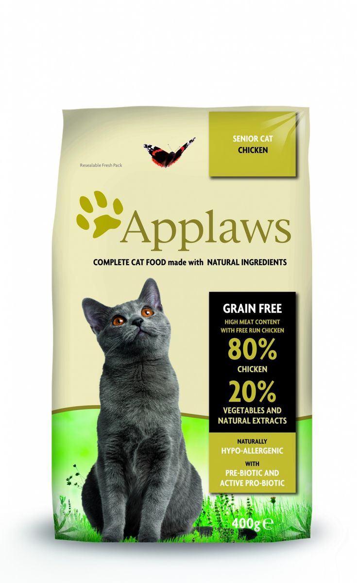 Беззерновой для Пожилых кошек Курица/Овощи: 80/20% (Dry Cat Senior), 400 г0120710 Беззерновой для Пожилых кошек Курица/Овощи: 80/20% (Dry Cat Senior), 400 г0120710Беззерновая линейка Холистик кормов для кошек Applawsизготовлена по особым рецептам, разработанными диетологами института Великобритании. Правильная диета очень важна для питомцев, ведь она меняется в зависимости от жизненного цикла. Также полнорационные корма должны включать в себя необходимое количество витаминов и минералов. В рецептах сухих кормов Applaws учтен не только перечень наиболее необходимых минералов и витаминов, но и их строгий баланс. Так как сухой корм изготавливается только из натуральных качественных ингредиентов, крокеты привлекут внимание любого, даже очень привередливого питомца. Состав: Дегидрированное мясо цыпленка (мин. 75%), мелкопорубленное филе цыпленка (мин. 12%), молодой картофель (мин. 6%), свекла, пивные дрожжи, подлива с мяса птицы приготовленной в собственном соку (мин. 1%), Клетчатка, лососевый жир (источник Омега 3), кокосовое масло, витамины и минералы, яичный порошок, хлорид натрия, карбонат кальция, сушеные водоросли, клюква, DL - метионин, хлористый калий, экстракт Юкка Шидегера, экстракт из цитрусовых, розмарин. Пищевые добавки: Витамин А 27,850 МЕ/кг, Витамин D3 1,200 МЕ/кг, Витамин Е 615 МЕ/кг. Микроэлементы:Селен (селенит натрия) 0,13 мг/кг, Йод (безводный иодат кальция) 1,5 мг/кг, Железо (сульфат железа моногидрат) 80 мг, медь (сульфат меди пентагидрад) 48мг/кг, марганец (сульфат марганца моногидрат) 38 мг/кг, Цинк (сульфат цинка моногидрат) 68 мг/кг. Прочие добавки: натуральный консервант – Токоферол. Гарантированный анализ: Белки 37%, Жиры 17%, Клетчатка 3,4%, Зола 10%, Омега 6: 3,1%, Омега 3: 0,7%, Кальций 2,2%, Фосфор 1,5%, Таурин 2000 мг/кг < 12,5 Углеводов. Условия хранения: в прохладномтемном месте