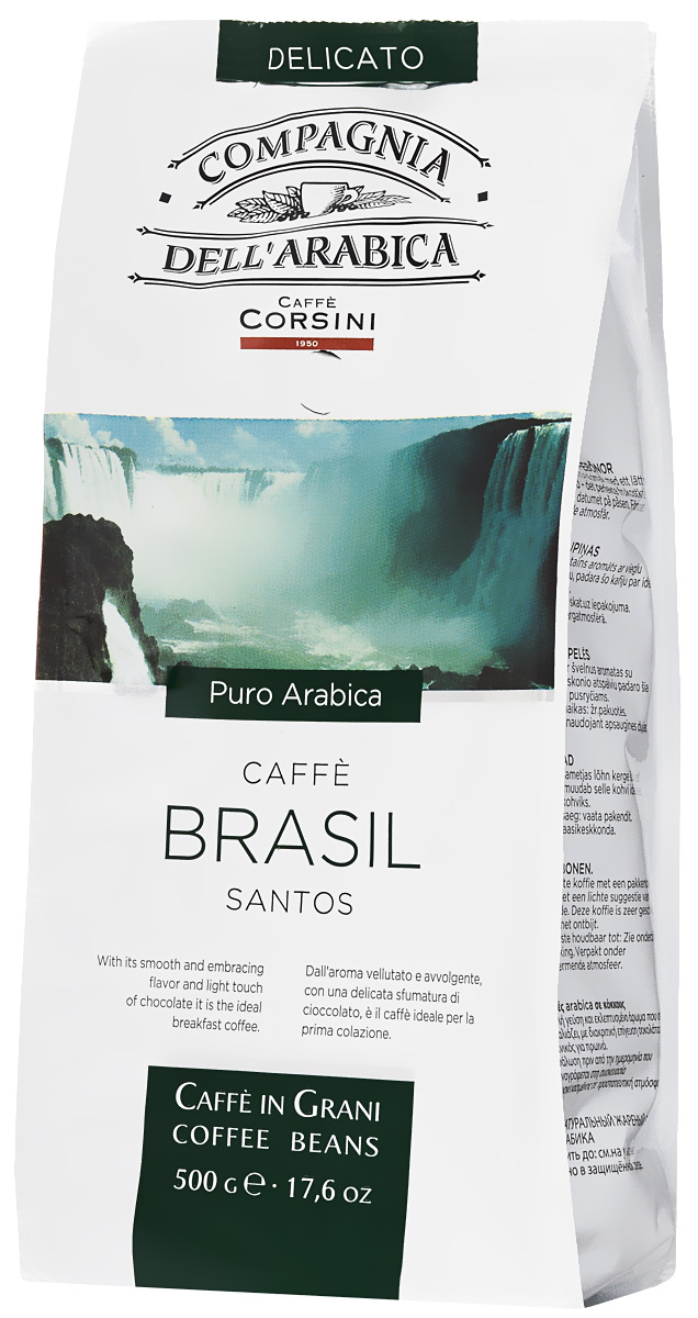 Compagnia DellArabica Brasil Santos кофе в зернах, 500 г0120710 Compagnia DellArabica Brasil Santos кофе в зернах, 500 г0120710Compagnia DellArabica Brasil Santos - один из самых популярных сортов 100% арабики в мире. Теплота молочного шоколада, оживленная цитрусовыми акцентами тонко сочетается с линией свежести южно-американских цветущих садов. Для этого напитка характерна низкая кислотность и идеальная структура. Идеально подходит для приготовления эспрессо и напитков на его основе, любыми традиционными способами.
