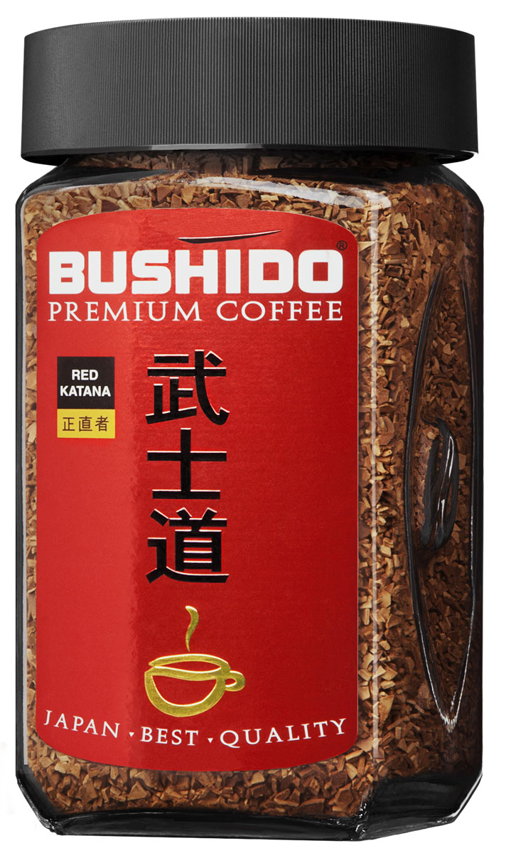 Bushido Red Katana кофе растворимый, 50 г0120710 Bushido Red Katana кофе растворимый, 50 г0120710Bushido Red Katana изготовлен из арабики, собранной на высокогорных плантациях Восточной Африки. Обладает мягким вкусом и терпким винным ароматом.
