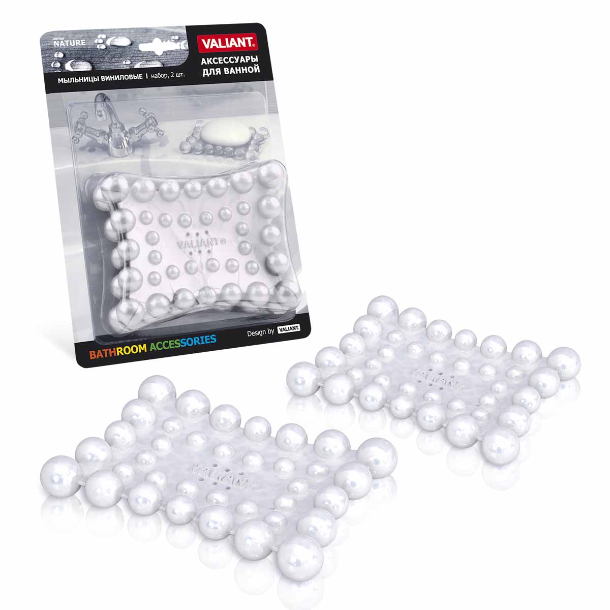 Мыльница Valiant White Pearls, цвет: белый, 13,5 х 10 см, 2 шт12723 Мыльница Valiant White Pearls, цвет: белый, 13,5 х 10 см, 2 шт12723Оригинальная мыльница Valiant White Pearls, изготовленная из высококачественного винила, не содержит антибактериальные компоненты и устойчива к воздействию влаги.Изделие удобно в использовании. Мыло не тает и не засыхает, остатки мыла легко смываются водой. Такая мыльница прекрасно подойдет для ванной комнаты или кухни, она будет ярко и необычно смотреться в интерьере.Мыльница Valiant White Pearls создаст особую атмосферу уюта и максимального комфорта в ванной.Комплектация: 2 шт.