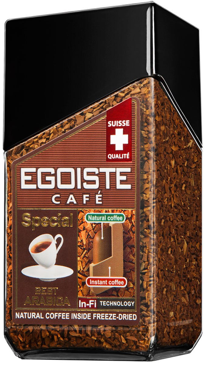 Egoiste Special кофе растворимый, 100 г0120710 Egoiste Special кофе растворимый, 100 г0120710Egoiste Special- насыщенный плотный вкус и неповторимый аромат свежезаваренного кофе из отборных зерен арабики Премиум.