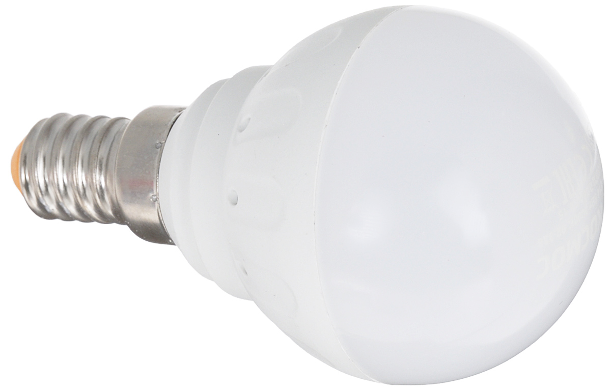 Светодиодная лампа Kosmos, теплый свет, цоколь E14, 5W, 220V. Lksm_LED5wGL45E1430C0027364 Светодиодная лампа Kosmos, теплый свет, цоколь E14, 5W, 220V. Lksm_LED5wGL45E1430C0027364Светодиодная лампа со сниженной теплопроизводительностью КОСМОС LED GL45 5Вт 220В E14 3000K (Lksm LED5wGL45E1430) разработана в соответствии с европейскими и российскими стандартами. Применима ко всем осветительным устройствам с цоколем Е14. Является аналогом 60-Ваттной обычной лампы. Угол рассеивания составляет 270 градусов.Уважаемые клиенты! Обращаем ваше внимание на возможные изменения в дизайне упаковки. Качественные характеристики товара остаются неизменными. Поставка осуществляется в зависимости от наличия на складе.