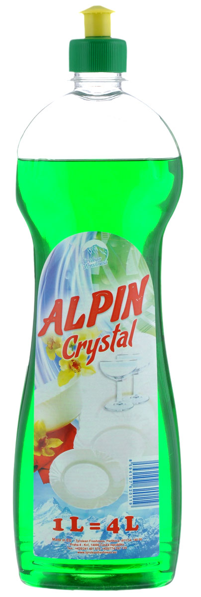 Средство для мытья посуды Alpin Crystal, 1 лEM825XXCUTR06EFL Средство для мытья посуды Alpin Crystal, 1 лEM825XXCUTR06EFLСредство для мытья посуды Alpin Crystal - это высокоэффективное моющее средство, созданное на основе экологически чистых ПАВ. Насыщенная минеральными ионами нежная пена моментально расщепляет стойкие жировые и масляные загрязнения, увеличивая эффективность их удаления. Прекрасно очищает и удаляет жиры, не оставляет химикатов на посуде. Не вызывает раздражений и аллергических реакций, что позволяет мыть посуду без перчаток. Не содержит нефтепродуктов.Подходит для использования в домах с автономной канализацией. Не наносит вреда любым видам септиков!Состав: менее 5% анионные тензиды, промежуточный тензид, парфюм, краситель, консервирующая добавка.Товар сертифицирован.