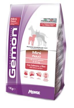 Корм Gemon Dog Mini, для взрослых собак мелких пород, лосось с рисом, 1 кг0120710 Корм Gemon Dog Mini, для взрослых собак мелких пород, лосось с рисом, 1 кг0120710Полнорационный корм для собак на основе лосося и риса. Специально разработан для ежедневного кормления взрослых собак мелких пород (2-10 кг) с нормальной физической активностью в возрасте 1-8 лет.