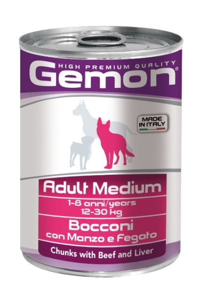 Консервы Gemon Dog Medium, для собак средних пород, кусочки говядины с печенью, 415 г0120710 Консервы Gemon Dog Medium, для собак средних пород, кусочки говядины с печенью, 415 г0120710Гарантированный анализ: Сырой белок 8,5%, сырые масла и жиры 6,0%, сырая клетчатка 0,5%, сырая зола 2,7%, влажность 80%.Витамины и добавки/кг: витамин А 2500 МЕ, витамин D3 250 МЕ, витамин Е (альфа-токоферол ацетат) 10 мг. Мясо и мясные субпродукты 45% (говядина 5%, печень 5%), злаки, яйца, минеральные вещества. Технологические добавки: загустители и желеобразующие компоненты. Подавать корм комнатной температуры или подогретый. Важно, чтобы животное всегда имело доступ к чистой, свежей воде. Взрослой кошке необходимо 400 г продукта в день, суточную норму разделить на 2-3 приема пищи.