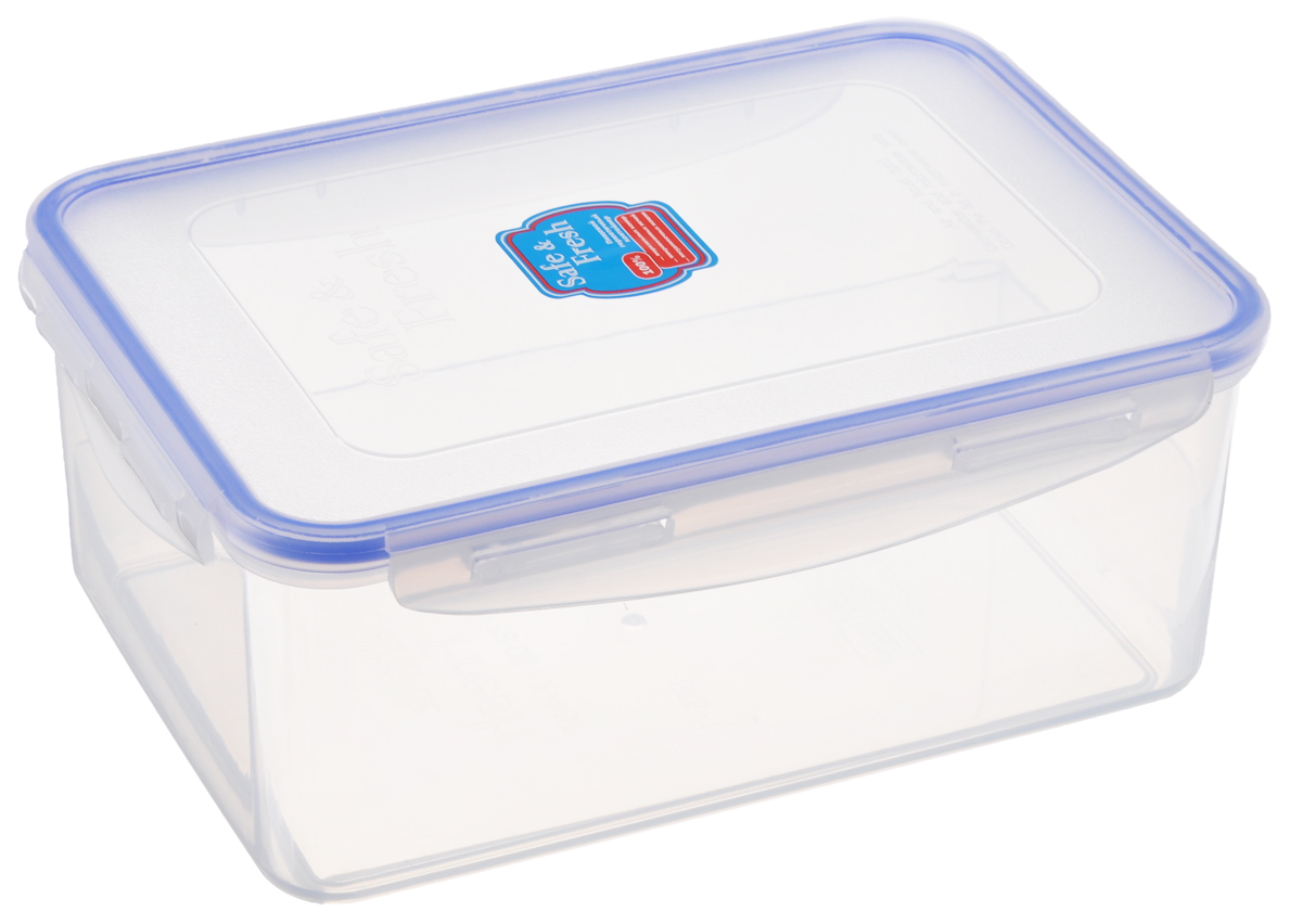 Контейнер пищевой Tek-a-Tek Safe & Fresh, цвет: прозрачный, синий, 2,3 лАксион Т-33 Контейнер пищевой Tek-a-Tek Safe & Fresh, цвет: прозрачный, синий, 2,3 лАксион Т-33Пищевой контейнер Tek-a-Tek Safe & Fresh выполнен из высококачественного пластика, устойчивого к высоким температурам. Контейнер предназначен для хранения продуктов питания, а также для замораживания и размораживания в микроволновой печи. Изделие оснащено четырехсторонними петлями-замками и силиконовой прокладкой на внутренней стороне крышки, что позволяет сохранять герметичность.Изделие абсолютно нетоксично при любом температурном режиме. Можно использовать в посудомоечной машине до +120°С, в микроволновой печи (без крышки), в морозильной камере -40°С.