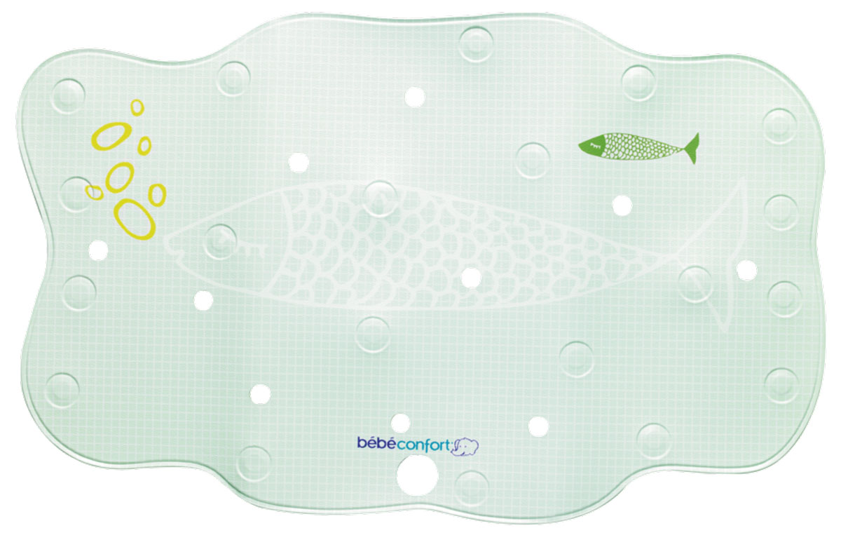 Bebe Confort Нескользящий коврик для ванны 70 см х 45 см цвет оливковыйRG-D31S Bebe Confort Нескользящий коврик для ванны 70 см х 45 см цвет оливковыйRG-D31SКоврик для ванной Bebe Confort снизит риск подскальзывания и падения малыша во время водных процедур.Коврик выполнен из ПВХ имеет нескользящую поверхность и присоски. Встроенный термоиндикатор, меняющий цвет, заменит термометр и вовремя предупредит об изменении температуры воды. Коврик становится темно-синим при температуре воды 35 градусов, и меняет свой цвет, когда температура становится выше. А, кроме того, перфорация позволяет воде выходить из-под коврика, что еще надежней прикрепляет его к ванне.
