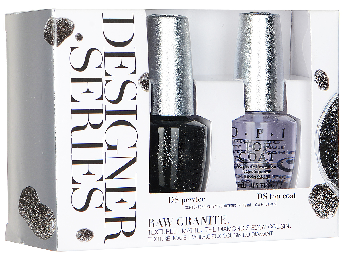 OPI Набор Pewter Duo Pack: лак для ногтей, тон DS pewter, верхнее покрытие Top Coat Designer Series, 2 х 15 мл80284338 OPI Набор Pewter Duo Pack: лак для ногтей, тон DS pewter, верхнее покрытие Top Coat Designer Series, 2 х 15 мл80284338Набор OPI Pewter Duo Pack состоит из лака для ногтей DS pewter матовойтекстуры с серебряной рудой и верхнего покрытия Top Coat Designer Series. Лакбыстросохнущий, содержит натуральный шелк, перламутр и аминокислоты.Увлажняет и ухаживает за ногтями. Однородно ложится и равномернораспределяется по всей поверхности ногтевой пластины. В состав лака входитбриллиантовая пыль и специальный пигмент, придающий мерцание, благодарячему он отражает свет и мерцает как хорошо ограненный бриллиант. Точнорассчитанная длина и диаметр колпачка, который не скользит в руках, делает егоудобным для любого размера и формы пальцев. Уплотненное дно придаетфлакону устойчивость. Каждый флакон лака для ногтей отличает эксклюзивнаякисточка ProWide для идеально точного нанесения лака на ногти. Верхнеепокрытие Top Coat Designer Series создает финальный штрих маникюру ипомогает сохранить дольше цвет и блеск.Товар сертифицирован.