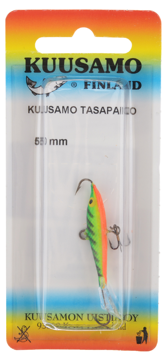 Балансир Kuusamo Tasapaino, с тройником, цвет: зеленый, желтый, оранжевый, 5 см41317 Балансир Kuusamo Tasapaino, с тройником, цвет: зеленый, желтый, оранжевый, 5 см41317Kuusamo Tasapaino - это классический балансир, проверенный временем. Традиционно высокое качество изготовления гарантирует улов. Балансир Kuusamo Tasapaino отлично подойдет для ловли окуня, судака, берша и щуки. Изделие комплектуется одинарными крючками и подвесным тройником.