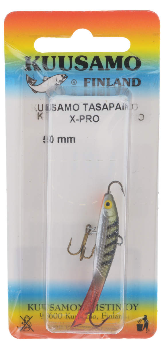 Балансир Kuusamo Tasapaino X-Pro, с тройником, цвет: черный, золотой, серебряный, 5 см4271825 Балансир Kuusamo Tasapaino X-Pro, с тройником, цвет: черный, золотой, серебряный, 5 см4271825Kuusamo Tasapaino X-Pro - это классический балансир, проверенный временем. Запатентованный хвостик слит воедино с телом приманки, в разы увеличивая прочность конструкции. Балансир Kuusamo Tasapaino X-Pro отлично подойдет для ловли окуня, судака, берша и щуки. Новый силуэт придал балансиру дополнительную динамику и отзывчивость при проводке. Изделие комплектуется одинарными крючками и подвесным тройником.