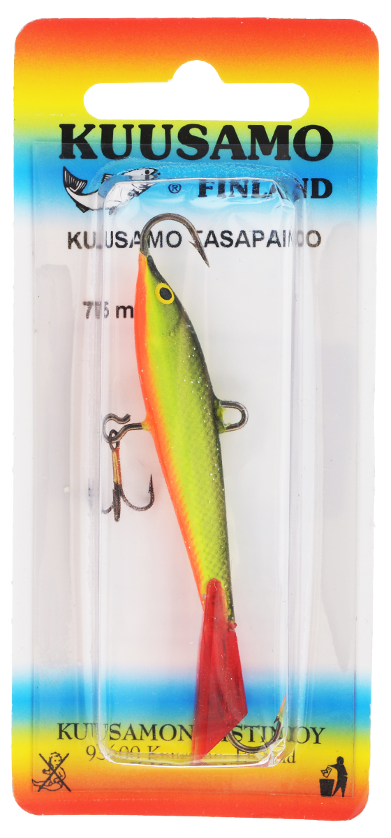 Балансир Kuusamo Tasapaino, с тройником, цвет: черный, зеленый, оранжевый, 7,5 смENDEAVOR ED II 8420 Балансир Kuusamo Tasapaino, с тройником, цвет: черный, зеленый, оранжевый, 7,5 смENDEAVOR ED II 8420Kuusamo Tasapaino - это классический балансир, проверенный временем. Традиционно высокое качество изготовления гарантирует улов. Балансир Kuusamo Tasapaino отлично подойдет для ловли окуня, судака, берша и щуки. Изделие комплектуется одинарными крючками и подвесным тройником.