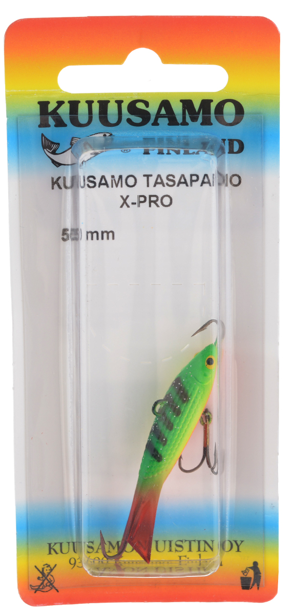 Балансир Kuusamo Tasapaino X-Pro, с тройником, цвет: черный, зеленый, оранжевый, 5 см10959 Балансир Kuusamo Tasapaino X-Pro, с тройником, цвет: черный, зеленый, оранжевый, 5 см10959Kuusamo Tasapaino X-Pro - это классический балансир, проверенный временем. Запатентованный хвостик слит воедино с телом приманки, в разы увеличивая прочность конструкции. Балансир Kuusamo Tasapaino X-Pro отлично подойдет для ловли окуня, судака, берша и щуки. Новый силуэт придал балансиру дополнительную динамику и отзывчивость при проводке. Изделие комплектуется одинарными крючками и подвесным тройником.