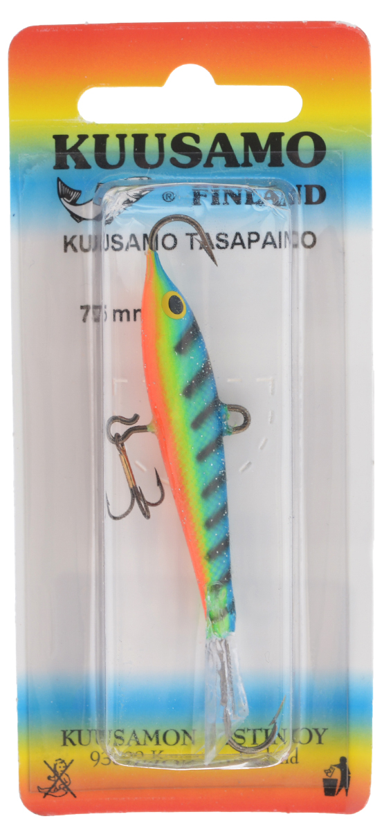 Балансир Kuusamo Tasapaino, с тройником, цвет: голубой, желтый, оранжевый, 7,5 смLJME67-305 Балансир Kuusamo Tasapaino, с тройником, цвет: голубой, желтый, оранжевый, 7,5 смLJME67-305Kuusamo Tasapaino - это классический балансир, проверенный временем. Традиционно высокое качество изготовления гарантирует улов. Балансир Kuusamo Tasapaino отлично подойдет для ловли окуня, судака, берша и щуки. Изделие комплектуется одинарными крючками и подвесным тройником.