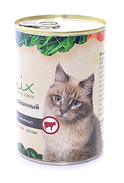 Organix Консервы для кошек говядина с печенью, 410 г0120710 Organix Консервы для кошек говядина с печенью, 410 г0120710Мясные консервы для взрослых кошек с говядиной и печеньюВкусный консервированный корм для кошек. Изготовлен из 100% свежего мяса различного вида. Не содержит искусственных красителей, ароматизаторов или консервантов, ГМО. Специальная обработка помогает сохранять корм длительное время. Приготовлены из тщательно отобранных сортов мяса, которые внесут приятное разнообразие в меню вашей кошки.Корм разработан для обеспечения всех питательных потребностей взрослых кошек. Состав: говядина, печень, сердце, масло растительное, стабилизатор Е472с, вода. Пищевая ценность 100 г продукта: белок – не менее 7,0 г, жир – не более 10,0 г, энергетическая ценность (калорийность) – 163 ккал / 674 кДж Условия хранения: в прохладном темном месте.