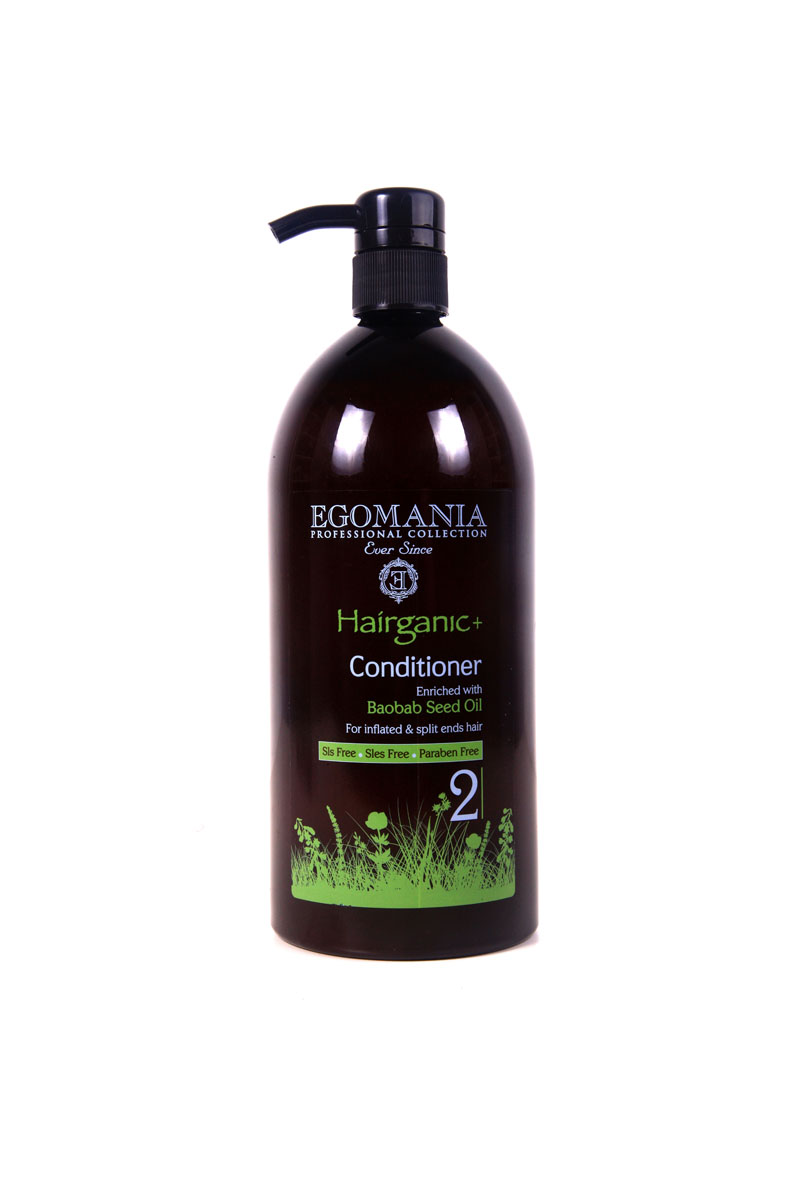 Egomania Professional Collection Кондиционер Hairganic+ с маслом баобаба для непослушных и секущихся волос 1000 млFS-00897 Egomania Professional Collection Кондиционер Hairganic+ с маслом баобаба для непослушных и секущихся волос 1000 млFS-00897Благодаря содержанию масла баобаба, которое сохраняет влагу в сухих волосах, питает волосяные луковицы и защищает волосы от солнца и ветра, восстанавливает структуру секущихся волос, кондиционер питает и разглаживает волосы, облегчает их расчесывание. После использования кондиционера, волосы становятся мягкими, блестящими и послушными.Входящие в состав кондиционера протеины пшеницы помогают поддержать объем укладки, экстракты ромашки и розмарина регулируют работу сальных желез. Масло календулы и сок листьев алоэ регенерируют кутикулу волоса и плотно запечатывают ее