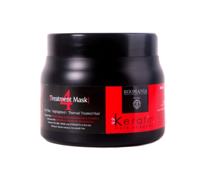 Egomania Professional Collection Маска Keratin Hair Academy На пике красоты! для тонких, мелированных, после химической завивки волос 500 млFS-00897 Egomania Professional Collection Маска Keratin Hair Academy На пике красоты! для тонких, мелированных, после химической завивки волос 500 млFS-00897Восстанавливающая маска для тонких, мелированных, после химической завивки волос, обогащенная маслами работает как самостоятельный продукт, благодаря входящим в состав природным кислотам, содержащимся в соке цитрусовых культур: грейпфрута, апельсина и лимона, активные питательные компоненты, проникающие в структуру волоса. Состав этого продукта уникально богат аминокислотами и маслами. Применение маски раз в неделю оказывает поддерживающий уход, полноценное питание структуры волос и поддержание цвета. Отличительной особенностью продукта является то, что он воздействует не только на структуру волоса, но и на кожу головы, нормализуя работу сальных желез.