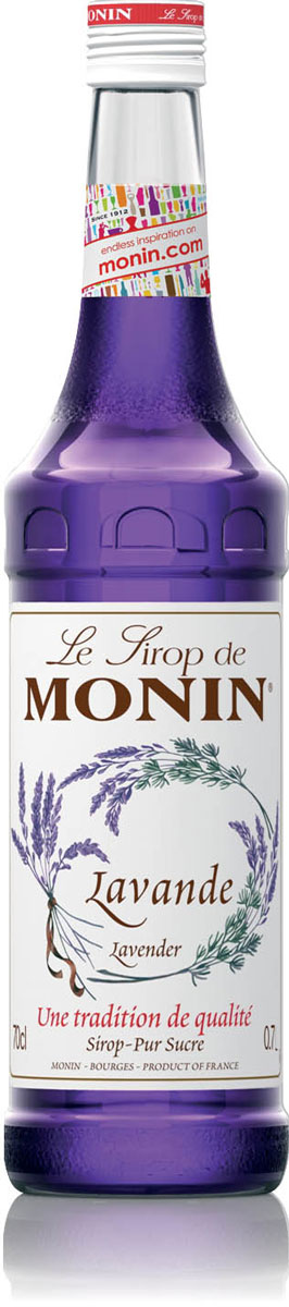 Monin Лаванда сироп, 0,7 л0120710 Monin Лаванда сироп, 0,7 л0120710Сироп Monin Лаванда имеет красивый цвет и отличительный аромат, который напомнит вам о цветах и ароматах Прованса. Уникальный букет цветочных ароматов, который также включает в себя жасмин, розу и фиалку. Большинство людей ассоциируют с лавандой ее использование в парфюмерии и ароматерапии. Лаванда использовалась в течение многих тысячелетий, по крайней мере начиная с Римской империи. Прекрасный цветок для многих декоративных элементов, большой акцент во многих рецептах от блюд до десертов. Все цветочные сиропы Monin идеальны для придания свежего цветочного аромата и удивительного разнообразия напитков и продуктов питания.Сиропы Monin выпускает одноименная французская марка, которая известна как лидирующий производитель алкогольных и безалкогольных сиропов в мире. В 1912 году во французском городке Бурже девятнадцатилетний предприниматель Джордж Монин основал собственную компанию, которая специализировалась на производстве вин, ликеров и сиропов. Место для завода было выбрано не случайно: город Бурже находился в непосредственной близости от крупных сельскохозяйственных районов — главных поставщиков свежих ягод и фруктов.Производство сиропов стало ключевым направлением деятельности компании Monin только в 1945 году, когда пост главы предприятия занял потомок основателя — Пол Монин. Именно под его руководством ассортимент марки пополнился разнообразными сиропами из натуральных ингредиентов, которые молниеносно заслужили блестящую репутацию в кругу поклонников кофейных напитков и коктейлей. По сей день высокое качество остается базовым принципом деятельности французской марки. Сиропы Монин создаются исключительно из натуральных ингредиентов по уникальным технологиям, позволяющим сохранять в готовом продукте все полезные свойства природного сырья.Эксперты всего мира сходятся во мнении, что сиропы Monin — это законодатели мод в миксологии. Ассортимент французской марки на сегодняшний день является самым широким и насчитывает полторы сотни уникальных вкусовых решений. В каталоге компании можно найти как классические вкусы для кофейных напитков (шоколадный, ванильный, ореховый и другие сиропы), так и весьма экзотические варианты (сиропы со вкусом кокоса, зеленой мяты, тирамису, блю курасао, аниса, грейпфрута, пина колады и т. д.). Отметим, что все сиропы обладают мягкими, деликатными вкусовыми и ароматическими характеристиками, что говорит о натуральном составе продуктов.Вкус: сладкий и крепкий вкус сухой лаванды.Запах: лавандовых полей французского Прованса.Применение: коктейли, чай, газированные напитки.