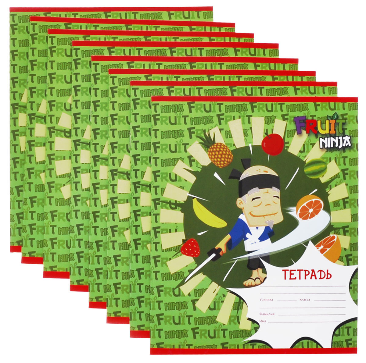 Action! Набор тетрадей в клетку Fruit Ninja цвет зеленый 24 листа 8 шт72523WD Action! Набор тетрадей в клетку Fruit Ninja цвет зеленый 24 листа 8 шт72523WDНабор тетрадей в клетку Action! Fruit Ninja идеально подойдет для занятий школьнику или студенту. Обложка, выполненная из плотного картона, позволит сохранить тетрадь в аккуратном состоянии на протяжении всего времени использования. Обложка тетради оформлена красочным изображением с героями из игры Fruit Ninja. Внутренний блок состоит из 24 листов белой бумаги в фиолетовую клетку с полями.