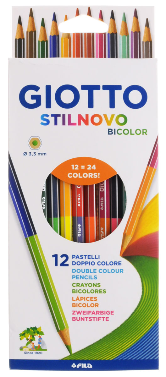 Giotto Набор цветных карандашей Stilnovo Bicolor Ast 12 штук72523WD Giotto Набор цветных карандашей Stilnovo Bicolor Ast 12 штук72523WDНабор цветных карандашей Giotto Stilnovo Bicolor Ast непременно понравятся вашему юному художнику.Набор включает в себя 12 ярких двусторонних цветных карандашей. Изготовлены из натурального дерева, экологически чистые. Имеют ударопрочный неломающийся грифель, не требующий сильного нажатия. Легко затачиваются, не крошатся. Порадуйте своего ребенка таким восхитительным подарком! В комплекте: 12 цветных карандашей по 2 цвета.