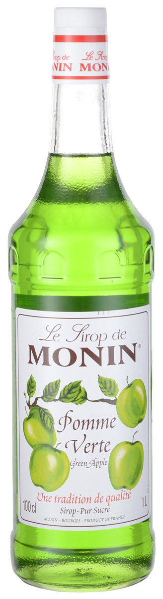 Monin Зеленое яблоко сироп, 1 л0120710 Monin Зеленое яблоко сироп, 1 л0120710Зеленые яблоки имеют светло-зеленый цвет, хотя у некоторых может быть розовый румянец. Хрустящие, сочные, сладкие яблоки, которые превосходны для приготовления пищи и употребления в сыром виде попали в сироп Monin Зеленое яблоко.ВКУСЗапах свежесрезанных яблок Granny Smith, терпкий, сладкий и сочный вкус зеленого яблока, очень освежает.ПРИМЕНЕНИЕГазированные напитки, лимонады, коктейли, чай, фруктовые пунши, коктейли.Сиропы Monin выпускает одноименная французская марка, которая известна как лидирующий производитель алкогольных и безалкогольных сиропов в мире. В 1912 году во французском городке Бурже девятнадцатилетний предприниматель Джордж Монин основал собственную компанию, которая специализировалась на производстве вин, ликеров и сиропов. Место для завода было выбрано не случайно: город Бурже находился в непосредственной близости от крупных сельскохозяйственных районов - главных поставщиков свежих ягод и фруктов. Производство сиропов стало ключевым направлением деятельности компании Monin только в 1945 году, когда пост главы предприятия занял потомок основателя - Пол Монин. Именно под его руководством ассортимент марки пополнился разнообразными сиропами из натуральных ингредиентов, которые молниеносно заслужили блестящую репутацию в кругу поклонников кофейных напитков и коктейлей. По сей день высокое качество остается базовым принципом деятельности французской марки. Сиропы Монин создаются исключительно из натуральных ингредиентов по уникальным технологиям, позволяющим сохранять в готовом продукте все полезные свойства природного сырья.Эксперты всего мира сходятся во мнении, что сиропы Monin - это законодатели мод в миксологии. Ассортимент французской марки на сегодняшний день является самым широким и насчитывает полторы сотни уникальных вкусовых решений. В каталоге компании можно найти как классические вкусы для кофейных напитков (шоколадный, ванильный, ореховый и другие сиропы), так и весьма экзотические варианты (сиропы со вкусом кокоса, зеленой мяты, тирамису, блю курасао, аниса, грейпфрута, пина колады и т. д.).