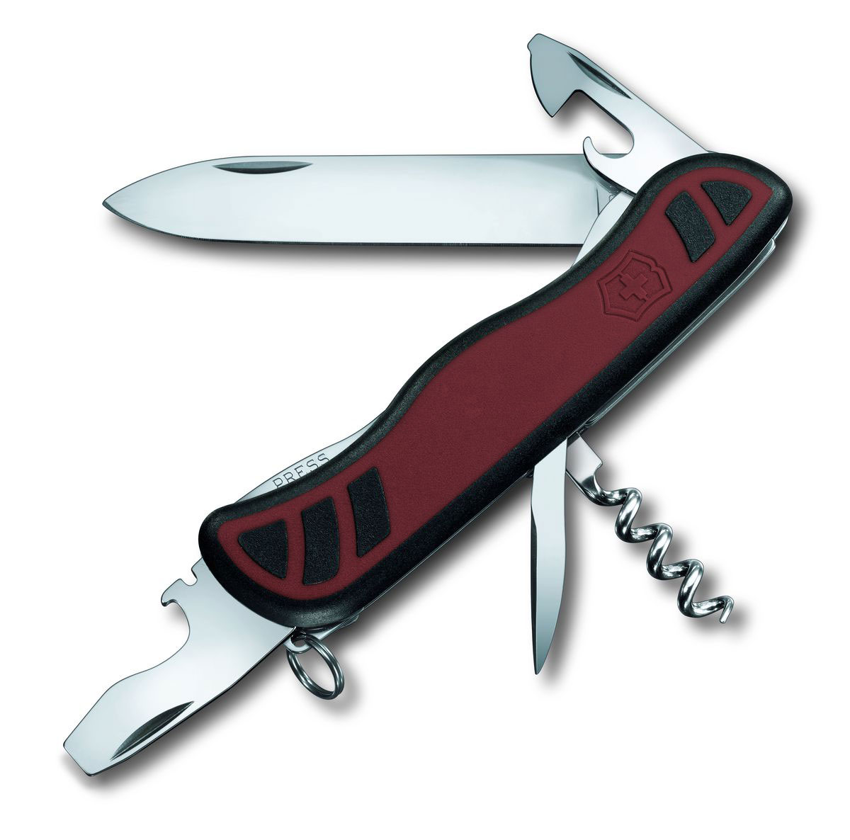 Нож перочинный Victorinox Nomad, цвет: красный, черный, 9 функций, 11,1 см0.8351.C Нож перочинный Victorinox Nomad, цвет: красный, черный, 9 функций, 11,1 см0.8351.CЛезвие перочинного складного ножа Victorinox Nomad изготовлено из высококачественной нержавеющей стали. Ручка, выполненная из прочного пластика с резиновыми вставками, обеспечивает надежный и удобный хват.Хорошее качество, надежный долговечный материал и эргономичная рукоятка - что может быть удобнее на природе или на пикнике!Функции ножа:Фиксирующееся лезвие.Штопор.Консервный нож с малой отверткой.Фиксирующаяся открывалка для бутылок с отверткой и инструментом для снятия изоляции.Шило, кернер.Кольцо для ключей.Длина ножа в сложенном виде: 11,1 см.Длина ножа в разложенном виде: 19,5 см.