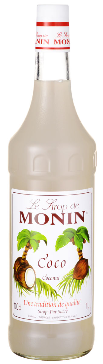 Monin Кокос сироп, 1 л0120710 Monin Кокос сироп, 1 л0120710Кокосовый орех относится к ореху кокосовой пальмы, которая растет в тропических странах. Питательный кокосовый орех и его молоко широко используется в напитках и приготовлении пищи, так как сладкий вкус кокоса хорошо сочетается со сладким, горьким и соленым. Позвольте сиропу Monin Кокос придать чистый кокосовый аромат всем вашим тропическим вдохновленным напиткам.Сиропы Monin выпускает одноименная французская марка, которая известна как лидирующий производитель алкогольных и безалкогольных сиропов в мире. В 1912 году во французском городке Бурже девятнадцатилетний предприниматель Джордж Монин основал собственную компанию, которая специализировалась на производстве вин, ликеров и сиропов. Место для завода было выбрано не случайно: город Бурже находился в непосредственной близости от крупных сельскохозяйственных районов - главных поставщиков свежих ягод и фруктов.Производство сиропов стало ключевым направлением деятельности компании Monin только в 1945 году, когда пост главы предприятия занял потомок основателя - Пол Монин. Именно под его руководством ассортимент марки пополнился разнообразными сиропами из натуральных ингредиентов, которые молниеносно заслужили блестящую репутацию в кругу поклонников кофейных напитков и коктейлей. По сей день высокое качество остается базовым принципом деятельности французской марки. Сиропы Монин создаются исключительно из натуральных ингредиентов по уникальным технологиям, позволяющим сохранять в готовом продукте все полезные свойства природного сырья.Эксперты всего мира сходятся во мнении, что сиропы Monin - это законодатели мод в миксологии. Ассортимент французской марки на сегодняшний день является самым широким и насчитывает полторы сотни уникальных вкусовых решений. В каталоге компании можно найти как классические вкусы для кофейных напитков (шоколадный, ванильный, ореховый и другие сиропы), так и весьма экзотические варианты (сиропы со вкусом кокоса, зеленой мяты, тирамису, блю курасао, аниса, грейпфрута, пина колады и так далее). Отметим, что все сиропы обладают мягкими, деликатными вкусовыми и ароматическими характеристиками, что говорит о натуральном составе продуктов.Вкус: очень интенсивный и длительный вкус тертого кокосового ореха, который уносит вас к тропикам, под кокосовыми пальмами. Немного карамельное послевкусие.Применение: ароматизированное молоко, молочные коктейли, десерты, напитки, фруктовые пунши и коктейли. Идеально сочетается с горячим или холодным шоколадом.