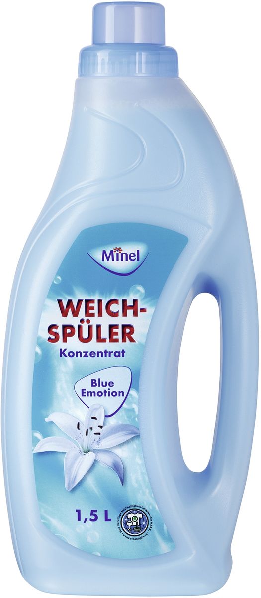 Кондиционер-концентрат для белья Minel Blue Emotion, 1,5 л10503 Кондиционер-концентрат для белья Minel Blue Emotion, 1,5 л10503Кондиционер-концентрат для белья Minel Blue Emotion делает ткань мягкой и приятной на ощупь, придает свежесть и неповторимый нежный цветочный аромат. Препятствует образованию катышек, облегчает глажение. Снимает статическое напряжение. Подходит для стирки детского белья, можно использовать людям с чувствительной кожей. 1,5 литра концентрата = 5 литрам обычного кондиционера. Состав: 5-15% катионные ПАВ, менее 5% ароматические вещества, консервирующее средство - муравьиная кислота. Товар сертифицирован.