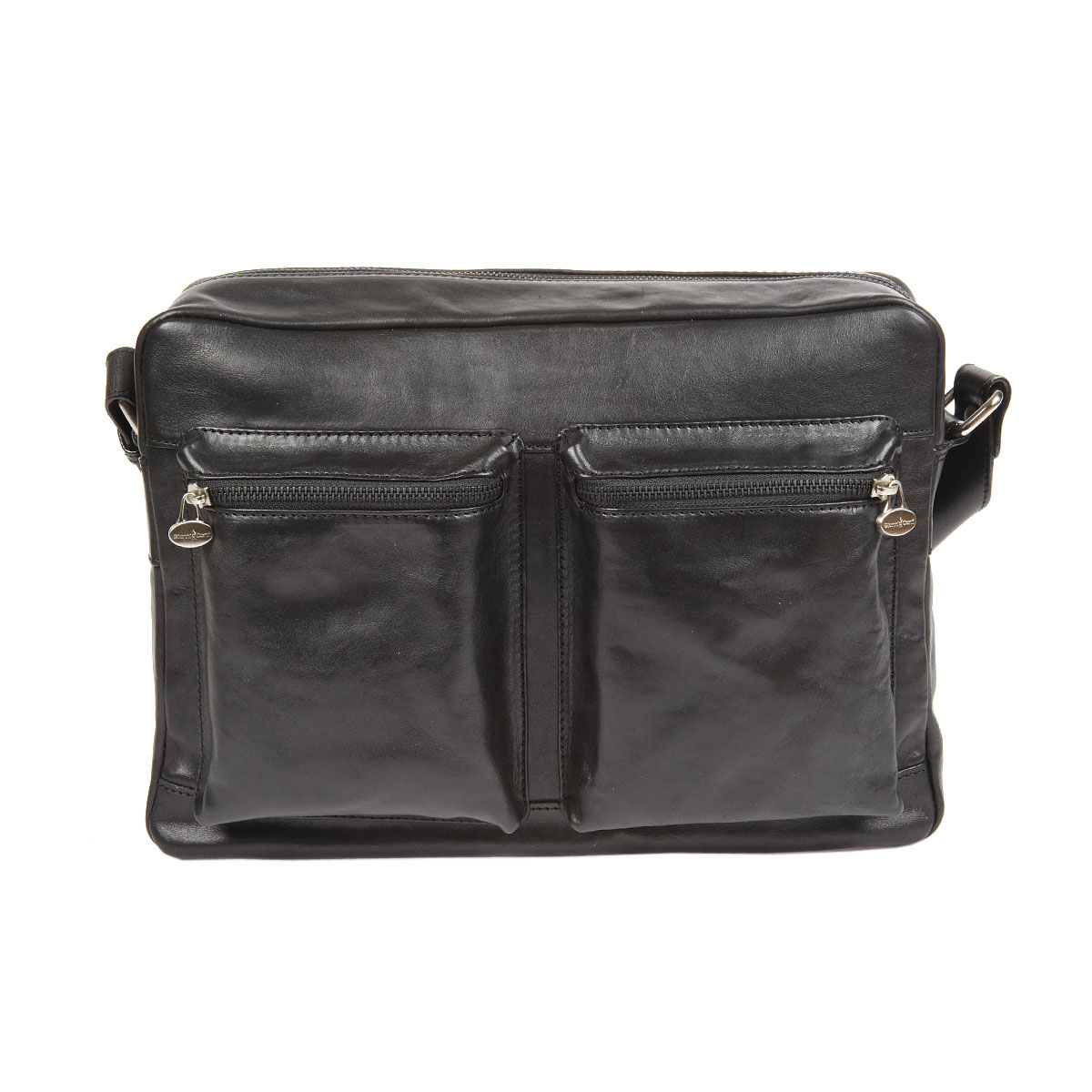 Сумка мужская Gianni Conti, цвет: черный. 912304S76245 Сумка мужская Gianni Conti, цвет: черный. 912304S76245Стильная мужская сумка Gianni Conti выполнена из натуральной кожи. Изделие имеет одно основное отделение, которое закрывается на застежку-молнию. Внутри имеются два открытых накладных кармана, держатель для авторучки, мягкий карман для планшета, который закрывается на хлястик с липучкой и прорезной карман на застежке-молнии. Снаружи, на передней стенке расположены два накладных объемных кармана на застежках-молниях, на задней стенке - прорезной карман на застежке-молнии. Модель оснащена плечевым ремнем, который регулируется по длине. Роскошная сумка внесет элегантные нотки в ваш образ и подчеркнет ваше отменное чувство стиля.