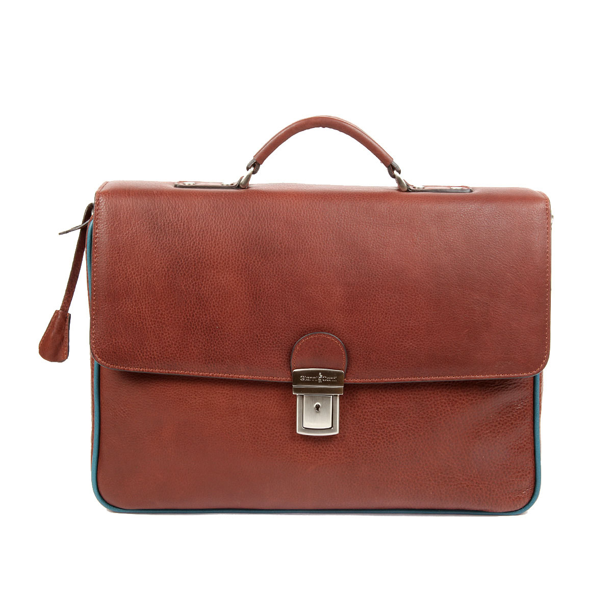 Портфель Gianni Conti муж., цвет: коричневый. 1751143 brown teal747998-101 Портфель Gianni Conti муж., цвет: коричневый. 1751143 brown teal747998-101закрывается клапаном на классический замок (с ключом)внутри отдел, в котором карман для ноутбука закрывается клапаном на липучкекарман на молниидва кармашка для мелких предметовдержатель для авторучкина передней стенке под клапаном три кармана для документов (формат А4)снаружи на задней стенке карман на молнииоснащен съемным регулируемым плечевым ремнем на карабинах