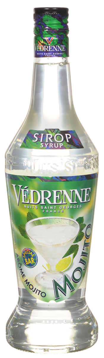 Vedrenne Мохито сироп, 0,7 л0120710 Vedrenne Мохито сироп, 0,7 л0120710Сироп Мохито — это незаменимый помощник любого бармена или кондитера. На основе данного лакомства можно приготовить огромное количество очаровательных десертов и неповторимых напитков. Просто добавив сироп в газировку, вы получите уникальный безалкогольный коктейль с яркими мятными оттенками и изысканными сладкими нотами! Экспериментировать можно бесконечно: лимонад, холодный чай или обыкновенное сливочное мороженое преобразятся до неузнаваемости при добавлении сладкого сиропа. Сироп Мохито также можно использовать как оригинальную добавку в кофе латте, капучино, макиато или мокко. А смешав сироп с ромом и добавив несколько кубиков льда, вы буквально за пару секунд получите знаменитый коктейль Мохито.Аромат сиропа Мохито похож на букет культового алкогольного коктейля, который родился в барах дореволюционной Гаваны. Местные бармены умело использовали красоту дикой мяты и свежесть лаймового сока, чтобы подарить гурманам возможность насладиться неповторимым напитком. Сироп Мохито — это полностью безалкогольный продукт, который готовится на основе очищенной воды, сахара, экстракта перечной мяты и концентрированного сока лайма.В зависимости от марки, выпускающей сироп Мохито, данный продукт может быть полностью прозрачным, слегка зеленоватым или иметь насыщенный цвет свежей мяты. Главной изюминкой букета сиропа, безусловно, является его безупречная мятная свежесть, которая дополняется оттенками цитрусовых.Сиропы изготавливаются на основе натурального растительного сырья, фруктовых и ягодных соков прямого отжима, цитрусовых настоев, а также с использованием очищенной воды без вредных примесей, что позволяет выдержать все ценные и полезные свойства натуральных фруктово-ягодных плодов и трав. В состав сиропов входит только натуральный сахар, произведенный по традиционной технологии из сахарозы. Благодаря высокому содержанию концентрированного фруктового сока, сиропы Vedrenne обладают изысканным ароматоми натуральным вкусом, являются эффективным подсластителем при незначительной калорийности. Они оптимизируют уровень влажности и процесс кристаллизации десертов, хорошо смешиваются с другими ингредиентами и способствуют улучшению вкусовых качеств напитков и десертов.Сиропы Vedrenne разливаются в стеклянные бутылки с яркими этикетками, на которых изображен фрукт, ягода или другой ингредиент, определяющий вкусовые оттенки того или иного продукта Vedrenne. Емкости с сиропами Vedrenne герметичны, поэтому не позволяют содержимому контактировать с микроорганизмами и другими губительными внешними воздействиями. Кроме того, стеклянные бутылки выглядят оригинально и стильно.В настоящее время компания Vedrenne считается одним из лучших производителей высококлассных сиропов, отличающихся натуральным вкусом, а также насыщенным ароматом и глубоким цветом. Фруктовые сиропы Vedrenne пользуются большой популярностью не только во Франции (где их широко используют как в сегменте HoReCa, так и в домашних условиях), но и экспортируются более чем в 50 стран мира.Цвет: прозрачно-мятныйАромат: бодрящий аромат, насыщенный свежими тонами мяты и цитрусовыми нюансами лаймаВкус: кисло-сладкий с выраженными мятными тонамиРецепт коктейля Мятное ПивоИнгредиенты:25 мл сиропа Vedrenne Мохито;100 мл светлого пива;30 г лайма;5 г мяты;250 г дробленого льда.Способ приготовления:Положить в бокал харрикейн мяту и порезанную треть лайма, подавить мадлером, наполнить бокал крошеным льдом, налить сироп Мохито и пиво доверху, аккуратно размешать коктейльной ложкой. Досыпать немного дробленого льда, украсить веточкой мяты и долькой лайма.