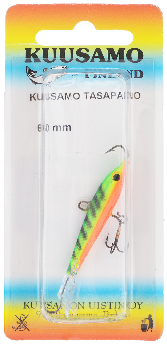 Балансир Kuusamo Tasapaino, с тройником, цвет: черный, зеленый, оранжевый, 6 см54041 Балансир Kuusamo Tasapaino, с тройником, цвет: черный, зеленый, оранжевый, 6 см54041Kuusamo Tasapaino - это классический балансир, проверенный временем. Традиционно высокое качество изготовления гарантирует улов. Балансир Kuusamo Tasapaino отлично подойдет для ловли окуня, судака, берша и щуки. Изделие комплектуется одинарными крючками и подвесным тройником.