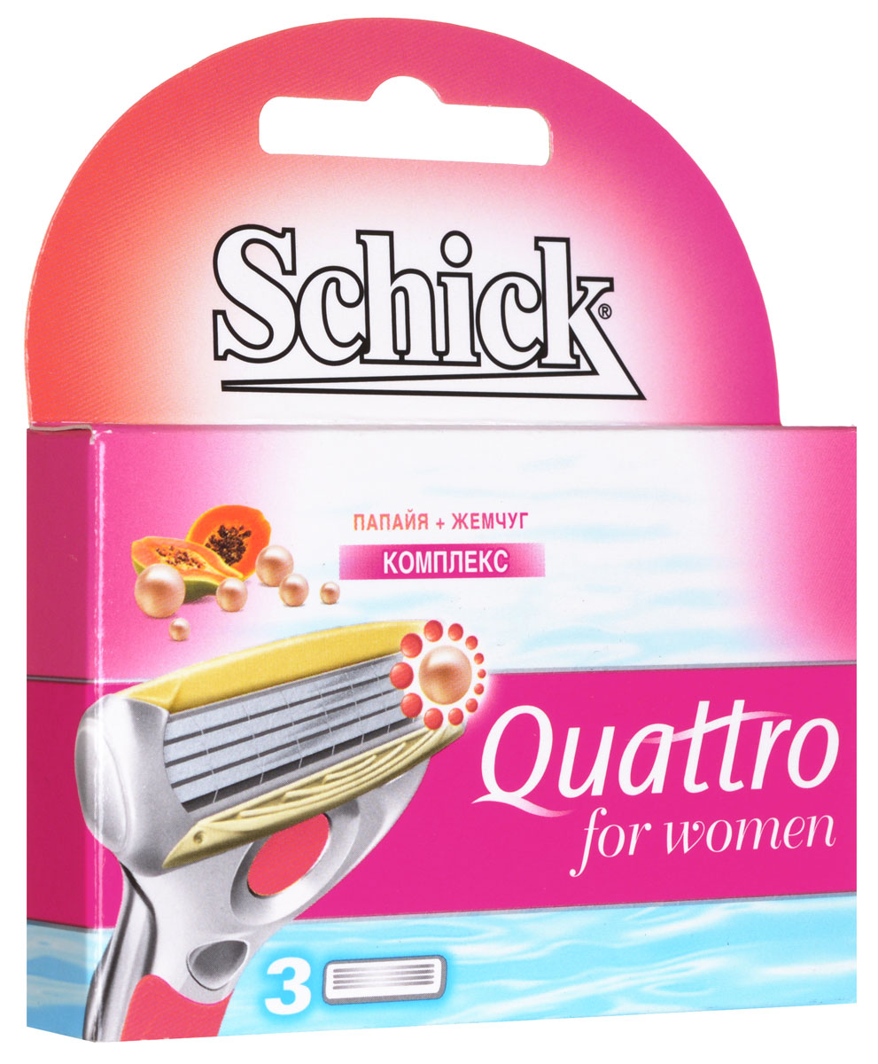 Сменные картриджи Schick Quattro for Women, 3 шт1301210 Сменные картриджи Schick Quattro for Women, 3 шт1301210Сменные картриджи Schick Quattro for Women с 4 тонкими лезвиями для длительного эффекта гладкой шелковистой кожи и с защитной решеткой для безопасности обеспечит Вам комфортное бритье. Увлажняющая полоска с Алоэ вера и витаминами Е и В5 предназначена для дополнительного комфорта при бритье. Характеристики: Размер картриджа: 4 см х 1 см. Артикул: 70021430. Производитель: Германия. Товар сертифицирован.