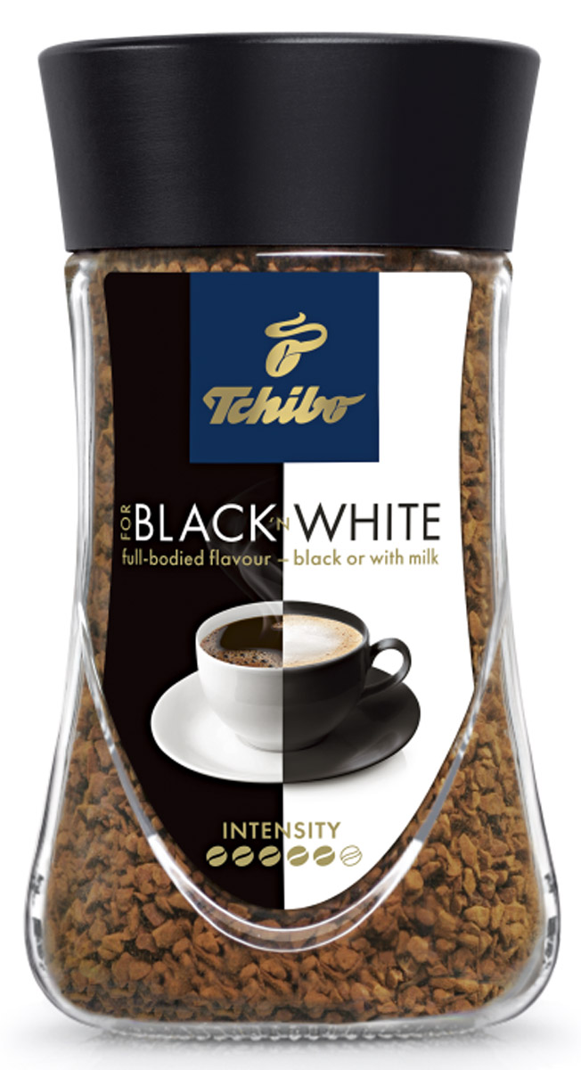 Tchibo Black and White кофе растворимый, 95 г0120710 Tchibo Black and White кофе растворимый, 95 г0120710Кофе Tchibo For Blackn White одинаково хорош как для любителей черного кофе, так и для тех, ктопредпочитает кофе с молоком. Вкус кофе остается насыщенным, даже при добавлении молока. Наслаждайтесь кофе так, как любите именно вы.