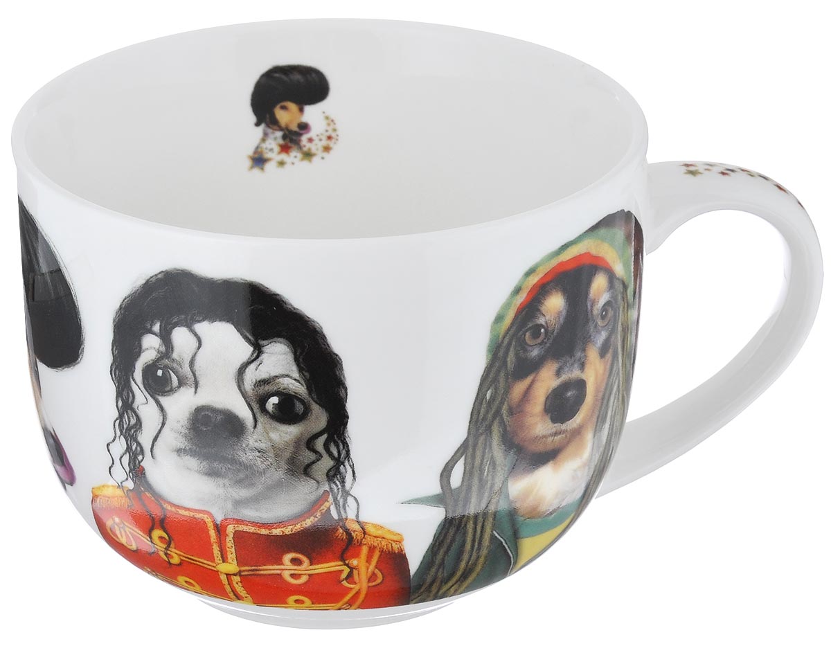Кружка GiftnHome Star Dogs. Знаменитые лица, 500 мл94672 Кружка GiftnHome Star Dogs. Знаменитые лица, 500 мл94672Кружка GiftnHome Star Dogs. Знаменитые лица изготовлена из высококачественного костяного фарфора, покрытого слоем сверкающей глазури. Внешние стенки оформлены оригинальным изображением собак в образах знаменитостей. Кружка отличается высоким качеством и стильным дизайном. Она станет прекрасным подарком к любому случаю. Можно использовать в СВЧ и посудомоечной машине.