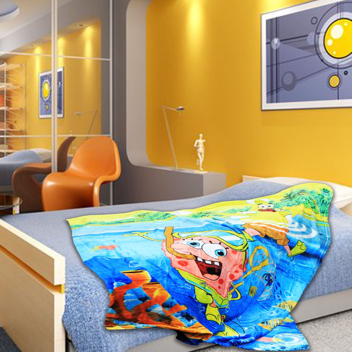 TexRepublic Плед Absolute Spongebob цвет голубой желтый 127 х 152 смS03301004 TexRepublic Плед Absolute Spongebob цвет голубой желтый 127 х 152 смS03301004Детский плед TexRepublic Absolute: Spongebob согреет вашего малыша в любое время года, а яркие цвета долгое время будут радовать его.Пледы из микрофибры обладают уникальными свойствами – они быстро высыхают после стирки, гипоаллергенные, гигиеничные (не поглощают влагу и грязь). Повышенная практичность: не линяют, не электризуются и не мнутся, не скатываются, не оставляют после себя волокон, прочные и эластичные. Плед оформлен красочным принтом.