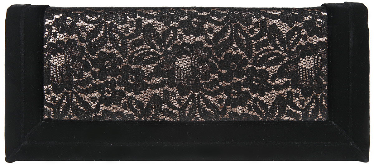 Клатч женский Eleganzza, цвет: черный, золотистый. ZZ-12232S76245 Клатч женский Eleganzza, цвет: черный, золотистый. ZZ-12232S76245Стильный женский клатч Eleganzza выполнен из кружевного текстиля со вставками из бархатного материала. Изделие содержит одно отделение, закрывающееся на клапан с магнитной кнопкой. Внутри имеется открытый накладной карман. Модель оснащена плечевым ремнем в виде цепочки. Роскошный клатч внесет элегантные нотки в ваш образ и подчеркнет ваше отменное чувство стиля.