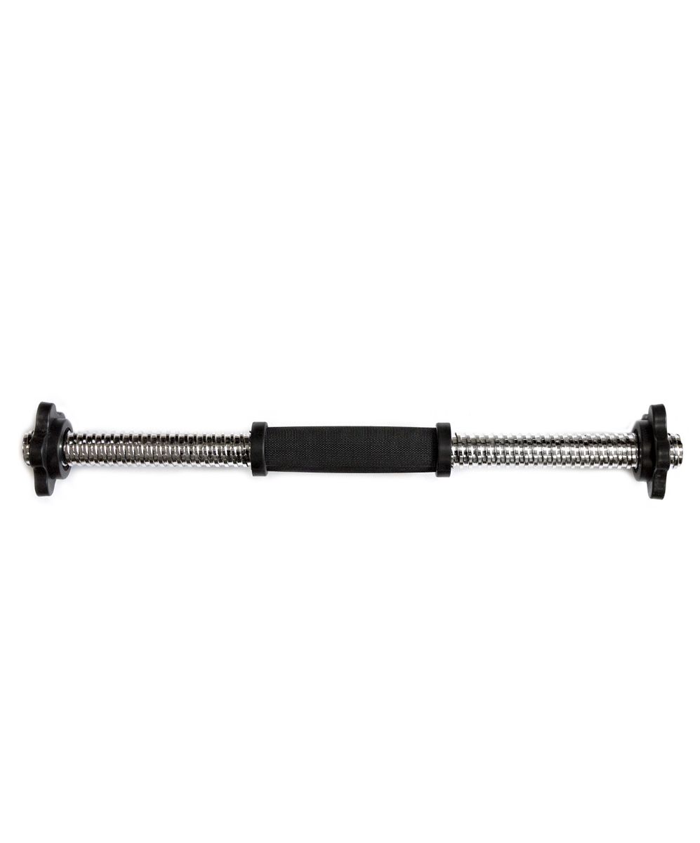 Гриф гантельный Starfit, 45 смKSM-3002014 Гриф гантельный Starfit, 45 смKSM-3002014Гриф Star Fit применяется для сборки гантелей. Изделие оснащено пластиковой вставкой, обеспечивающей надежный и удобный хват. Фигурные края пластикового замка-гайки удобны для захвата пальцами во время накручивания/скручивания.Гриф для гантелей является главной составной частью конструкции, позволяющей использовать любой набор дисков разного веса (не превышающих в сумме максимально допустимой нагрузки) для каждого определенного вида тренировок.Длина грифа: 45 см.Диаметр грифа: 25 мм.