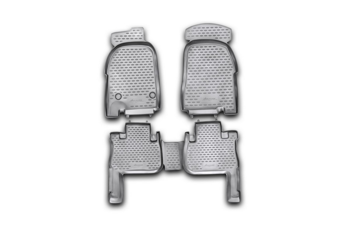 Набор автомобильных ковриков Novline-Autofamily для Great Wall Wingle 3 2007- / 5 2011-, в салон, 4 шт98298123_черный Набор автомобильных ковриков Novline-Autofamily для Great Wall Wingle 3 2007- / 5 2011-, в салон, 4 шт98298123_черныйНабор автомобильных ковриков Novline-Autofamily, изготовленный из полиуретана, состоит из 4 ковриков, которые учитывают все особенности каждой модели автомобиля и полностью повторяют контуры пола. Полиуретановые автомобильные коврики для салона произведены из высококачественного материала, который держит форму, прочный и не пачкает обувь. Коврики в салон не только улучшат внешний вид салона вашего автомобиля, но и надежно уберегут его от пыли, грязи и сырости, а значит, защитят кузов от коррозии. Полиуретановые коврики для автомобиля гладкие, приятные и не пропускают влагу. Ковры для автомобилей надежно крепятся на полу и не скользят, что очень важно во время движения. Чистятся коврики очень просто: как при помощи автомобильного пылесоса, так и различными моющими средствами. Набор подходит для Great Wall Wingle 3 с 2007 / 5 с 2011 годов выпуска.