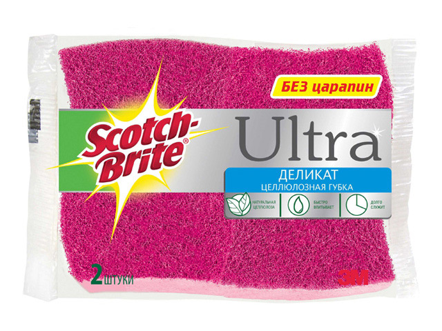 Набор губок для деликатной чистки Scotch-Brite Ultra, цвет: розовый, 2 шт98299571 Набор губок для деликатной чистки Scotch-Brite Ultra, цвет: розовый, 2 шт98299571Набор из 2 губок Scotch-Brite Ultra идеально подходит для чистки посуды со специальным покрытием из стекла, фарфора, тефлона. Идеально удаляет жир, грязь и пригоревшую пищу. Отлично подходит как для посуды, так и для любой другой поверхности. Для удобства применения с одной стороны губки нанесен абразивный слой. Губки сохраняют чистоту и свежесть даже после многократного применения, а их эргономичная форма удобна для руки. Преимущества:- быстро и эффективно очистит посуду и кухонные поверхности,- благодаря деликатному чистящему слою не царапает, не повреждает поверхности, - удобна в использовании- долго служит.Размер губки: 10 см х 2,3 см х 6,5 см.