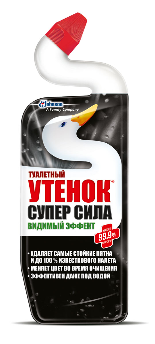 Средство по уходу за туалетом Туалетный утенок Супер сила. Видимый эффект, 500 мл68/5/1 Средство по уходу за туалетом Туалетный утенок Супер сила. Видимый эффект, 500 мл68/5/1Средство по уходу за туалетом Туалетный утенок Супер сила. Видимый эффект эффективно удаляет налет и ржавчину. Благодаря уникальной форме горлышка Туалетный утенок лучше проникает в труднодоступные места скопления бактерий под ободком унитаза. Убивает 99,9% микробов. Устраняет неприятные запахи, оставляя свежий аромат. Эффективен даже под водой. Во время очищения меняет цвет. Специальная конструкция колпачка не позволяет открывать флакон детям.Состав: вода, кислота соляная >5% но Товар сертифицирован.