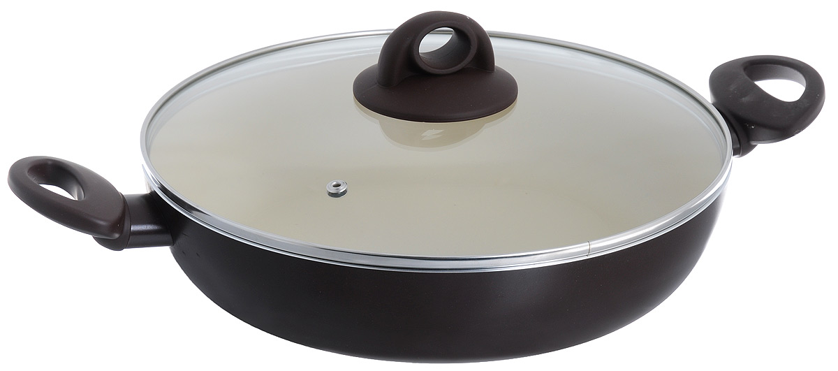 Жаровня Jarko Dark Chocolate с крышкой, с антипригарным покрытием. Диаметр 28 см115510 Жаровня Jarko Dark Chocolate с крышкой, с антипригарным покрытием. Диаметр 28 см115510Жаровня Jarko Dark Chocolate изготовлена из высококачественного алюминия со светлым внутренним антипригарным покрытием нового поколения. Покрытие, позволяющее готовить при высоких температурах (до 240°С), не оставляет послевкусия, делает возможным приготовление блюд без масла, сохраняет витамины и питательные вещества. Оно обладает повышенной стойкостью к царапинам и внешним воздействиям. Покрытие экологически безопасно, не содержит PFOA и не выделяет вредных соединений при нагреве. Внешнее жаростойкое покрытие коричневого цвета обеспечивает легкую чистку. Улучшенная теплопроводимость обеспечивает моментальный нагрев и работу в энергосберегающем режиме. Жаровня оснащена эргономичными ручками из бакелита с покрытием Soft-Touch. Крышка, изготовленная из жаростойкого стекла, позволяет следить за процессом приготовления блюд без потери тепла. Жаровня пригодна для использования на всех типах плит, кроме индукционных. Подходит для чистки в посудомоечной машине.Элегантный дизайн и изысканный подбор цветовой гаммы основного покрытия - это аристократическая посуда Chocolate. И как настоящий шоколад, посуда способствует выбросу в кровь гормонов счастья - эндорфинов! Хорошее настроение гарантировано!Диаметр (по верхнему краю): 28 см. Высота стенки: 6,5 см.Ширина (с учетом ручек): 42 см. Диаметр диска: 15 см.