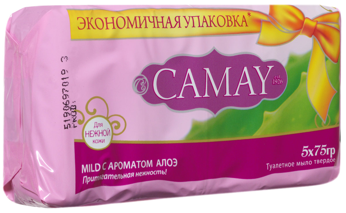 Camay Твердое мыло Mild 75 грMP59.4D Camay Твердое мыло Mild 75 грMP59.4DТуалетное мыло Camay Алоэ - легкий аромат ромашки и алоэ расслабляет и наполняет нежностью.