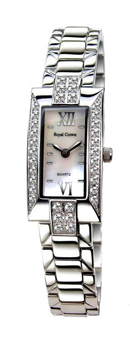 Часы женские наручные Royal Crown, цвет: серебряный, белый. 3591-RDM-6BM8434-58AE Часы женские наручные Royal Crown, цвет: серебряный, белый. 3591-RDM-6BM8434-58AEЭлегантные женские часы Royal Crown изготовлены из латуни нержавеющей стали и минерального стекла. Корпус изделия инкрустирован чешскими цирконами, циферблат дополнен перламутром.Корпус часов оснащен кварцевым механизмом, который имеет степень влагозащиты равную 3 Bar, а также устойчивым к царапинам минеральным стеклом. Практичный складной замок, предусмотренный в конструкции браслета, позволит снимать и надевать часы.Часы поставляются в фирменной упаковке.Часы Royal Crown подчеркнут изящность женской руки и отменное чувство стиля у их обладательницы.