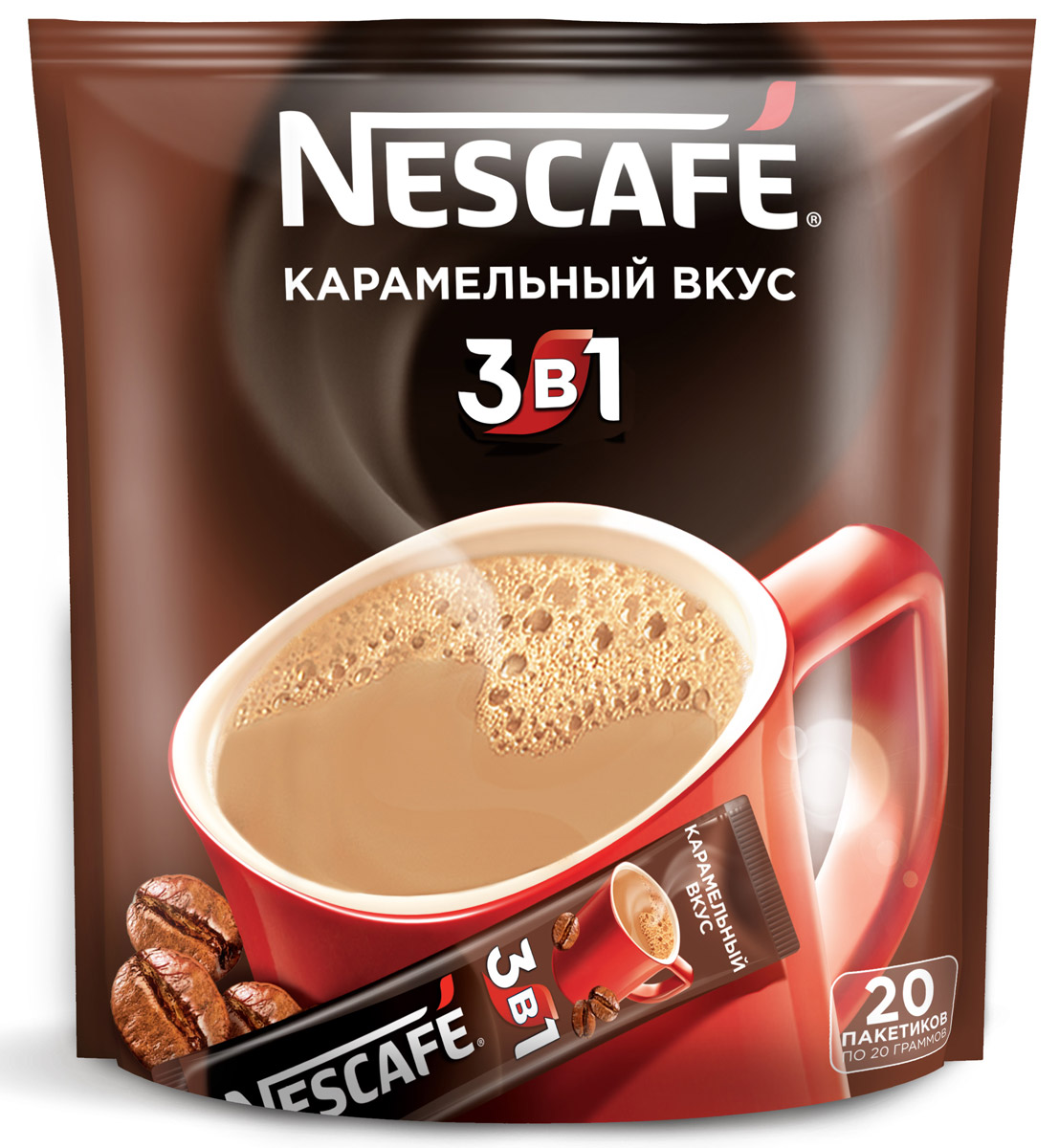 Nescafe 3 в 1 Карамель кофе растворимый, 20 шт0120710 Nescafe 3 в 1 Карамель кофе растворимый, 20 шт0120710Nescafe 3 в 1 Карамель - кофейно-сливочный напиток, в состав которого входят высококачественные ингредиенты: кофе Nescafe, сахар, сливки растительного происхождения. Каждый пакетик Nescafe 3 в 1 подарит вам идеальное сочетание кофе, сливок, сахара!