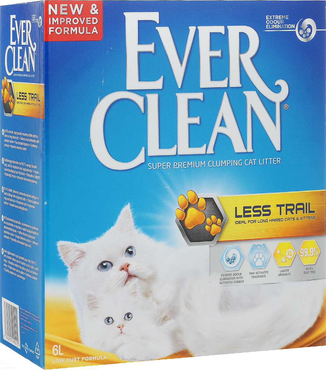 Наполнитель для кошачьего туалета Ever Clean Less Trail, комкующийся, для длинношерстных кошек, 6 л0120710 Наполнитель для кошачьего туалета Ever Clean Less Trail, комкующийся, для длинношерстных кошек, 6 л0120710Наполнитель Ever Clean Less Trail - это элитная серия высококачественных комкующихся наполнителей с уникальными свойствами. Наполнитель состоит из специально обработанной и очищенной от пыли глины. Гранулы наполнителя обладают уникальными впитывающими свойствами и содержат активный компонент, который уничтожает запах, связанный с развитием микробов. В ядро каждой гранулы помещен специальным образом обработанный активированный уголь для максимального контроля запахов. Гранулы наполнителя не только отлично впитывают, но и образуют крепкие трудноразбиваемые комки. Благодаря крупным гранулам, он меньше разбрасывается по сторонам и не прилипает к шерсти, идеально подходит для длинношерстных кошек.Состав: глина, активированный уголь.Объем: 6 л.