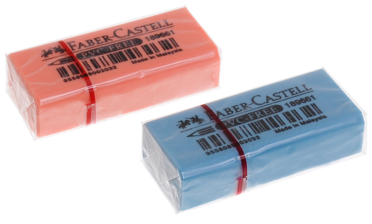Faber-Castell Ластик флуоресцентный цвет голубой оранжевый 2 шт72523WD Faber-Castell Ластик флуоресцентный цвет голубой оранжевый 2 шт72523WDЛастик флуоресцентный Faber-Castell станет незаменимым аксессуаром на рабочем столе не только школьника или студента, но и офисного работника. Аккуратный и не оставляет грязных разводов. Кроме того высококачественный ластик не содержит ПВХ. Не повреждает бумагу даже при многократном стирании.В наборе 2 ластика.